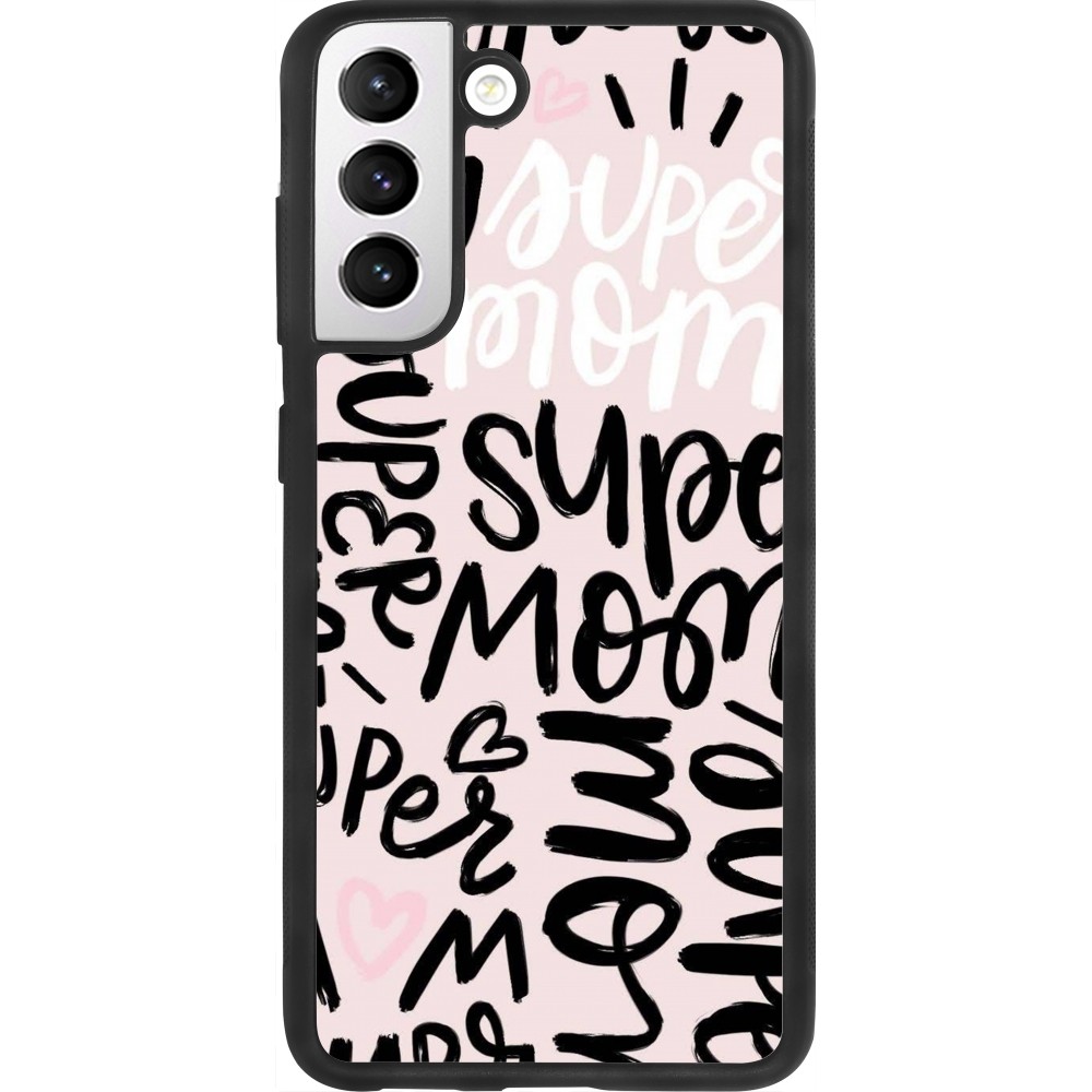 Coque Samsung Galaxy S21 FE 5G - Silicone rigide noir Mom 2024 Super mom
