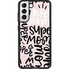 Coque Samsung Galaxy S21 FE 5G - Silicone rigide noir Mom 2024 Super mom