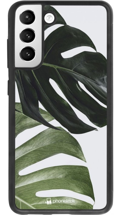Hülle Samsung Galaxy S21 FE 5G - Silikon schwarz Monstera Plant