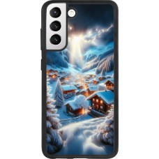 Coque Samsung Galaxy S21 FE 5G - Silicone rigide noir Mont Neige Lumière