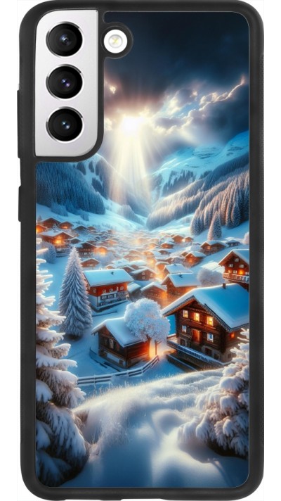 Coque Samsung Galaxy S21 FE 5G - Silicone rigide noir Mont Neige Lumière