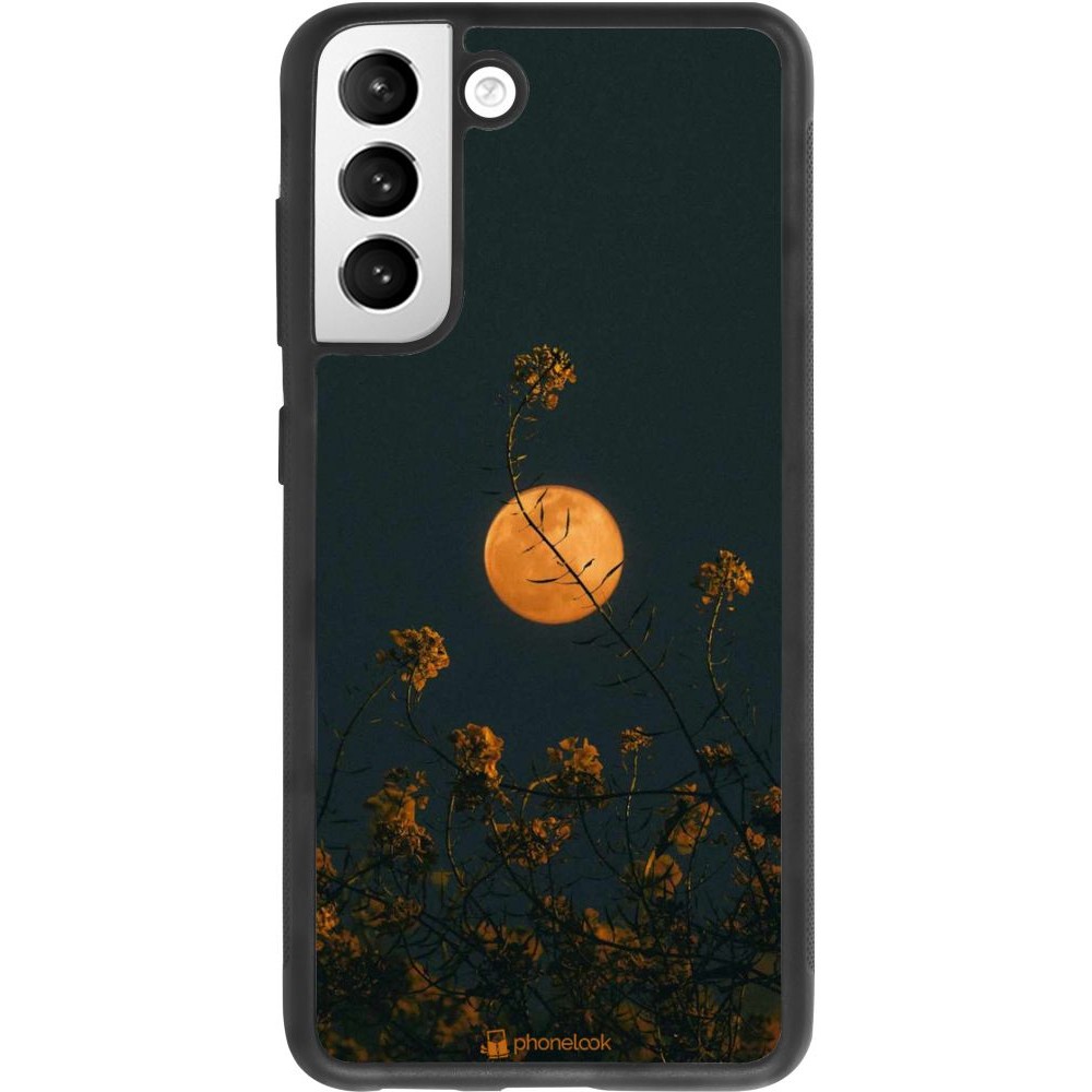 Coque Samsung Galaxy S21 FE 5G - Silicone rigide noir Moon Flowers