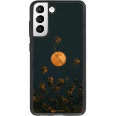 Coque Samsung Galaxy S21 FE 5G - Silicone rigide noir Moon Flowers