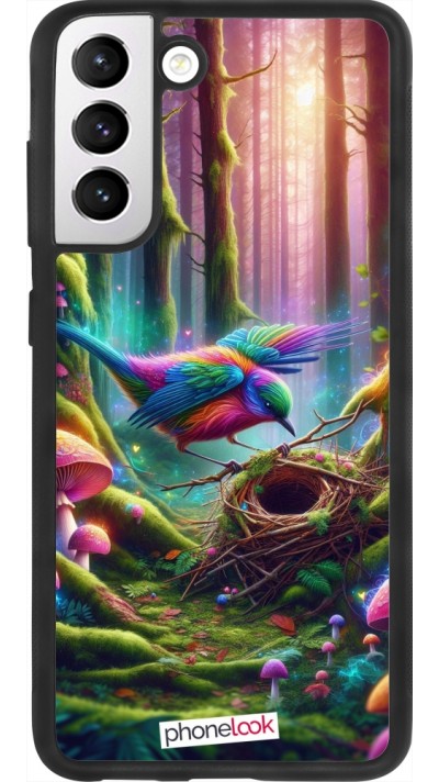 Coque Samsung Galaxy S21 FE 5G - Silicone rigide noir Oiseau Nid Forêt
