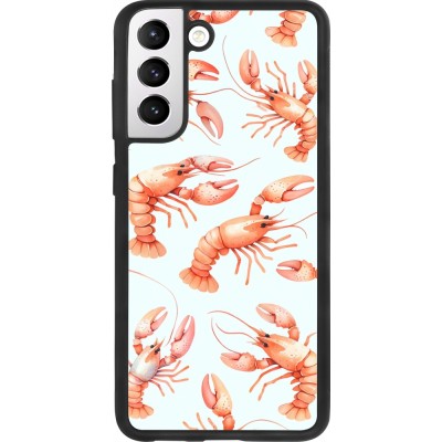Samsung Galaxy S21 FE 5G Case Hülle - Silikon schwarz Muster von pastellfarbenen Hummern
