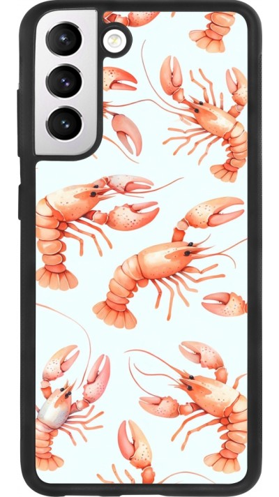 Coque Samsung Galaxy S21 FE 5G - Silicone rigide noir Pattern de homards pastels