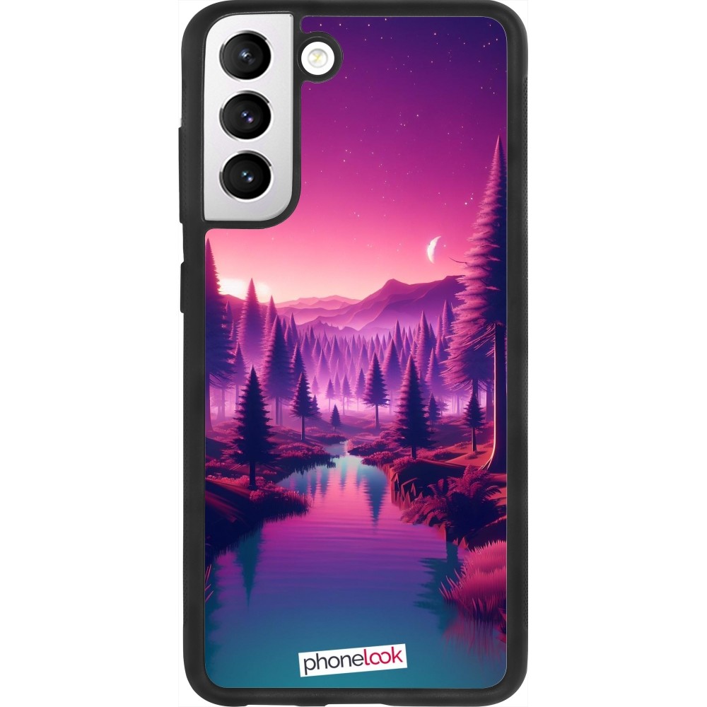 Samsung Galaxy S21 FE 5G Case Hülle - Silikon schwarz Lila-rosa Landschaft