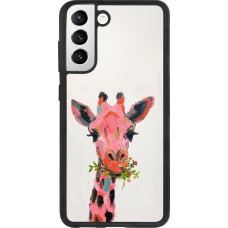 Samsung Galaxy S21 FE 5G Case Hülle - Silikon schwarz Pink Girafe Paint