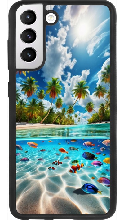Coque Samsung Galaxy S21 FE 5G - Silicone rigide noir Plage Paradis