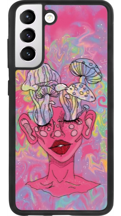 Samsung Galaxy S21 FE 5G Case Hülle - Silikon schwarz Psychedelic pink mushroom
