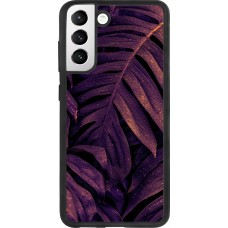 Samsung Galaxy S21 FE 5G Case Hülle - Silikon schwarz Purple Light Leaves