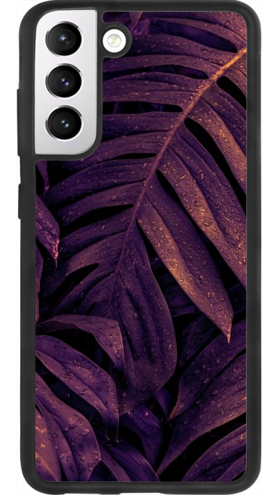Coque Samsung Galaxy S21 FE 5G - Silicone rigide noir Purple Light Leaves