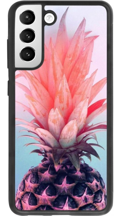 Coque Samsung Galaxy S21 FE 5G - Silicone rigide noir Purple Pink Pineapple