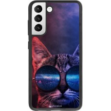 Coque Samsung Galaxy S21 FE 5G - Silicone rigide noir Red Blue Cat Glasses