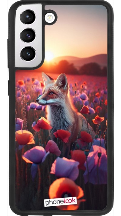 Samsung Galaxy S21 FE 5G Case Hülle - Silikon schwarz Purpurroter Fuchs bei Dammerung