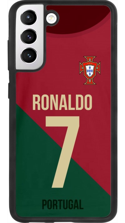 Coque Samsung Galaxy S21 FE 5G - Silicone rigide noir Football shirt Ronaldo Portugal