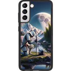 Coque Samsung Galaxy S21 FE 5G - Silicone rigide noir Samurai Katana Lune