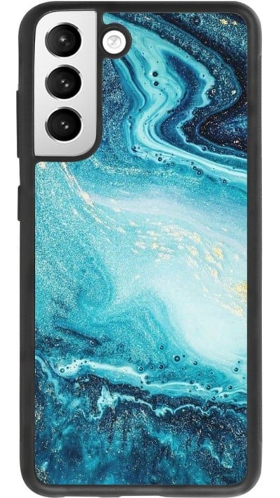 Coque Samsung Galaxy S21 FE 5G - Silicone rigide noir Sea Foam Blue