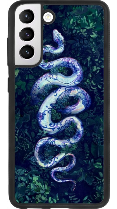 Coque Samsung Galaxy S21 FE 5G - Silicone rigide noir Serpent Blue Anaconda