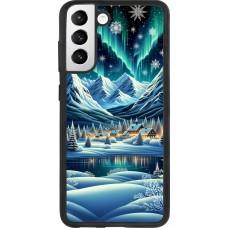 Coque Samsung Galaxy S21 FE 5G - Silicone rigide noir Snowy Mountain Village Lake night