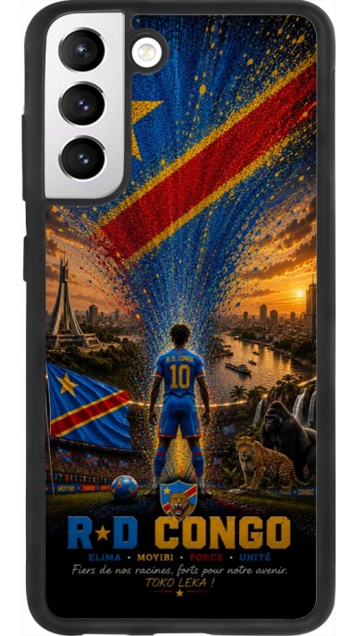 Samsung Galaxy S21 FE 5G Case Hülle - Silikon schwarz Fussball Demokratische Republik Kongo splash 2026