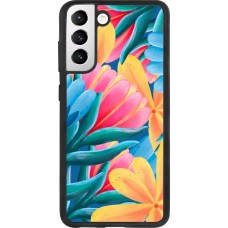 Coque Samsung Galaxy S21 FE 5G - Silicone rigide noir Spring 23 colorful flowers