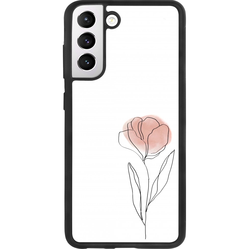 Samsung Galaxy S21 FE 5G Case Hülle - Silikon schwarz Spring 23 minimalist flower