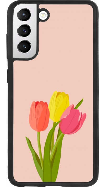 Coque Samsung Galaxy S21 FE 5G - Silicone rigide noir Spring 23 tulip trio