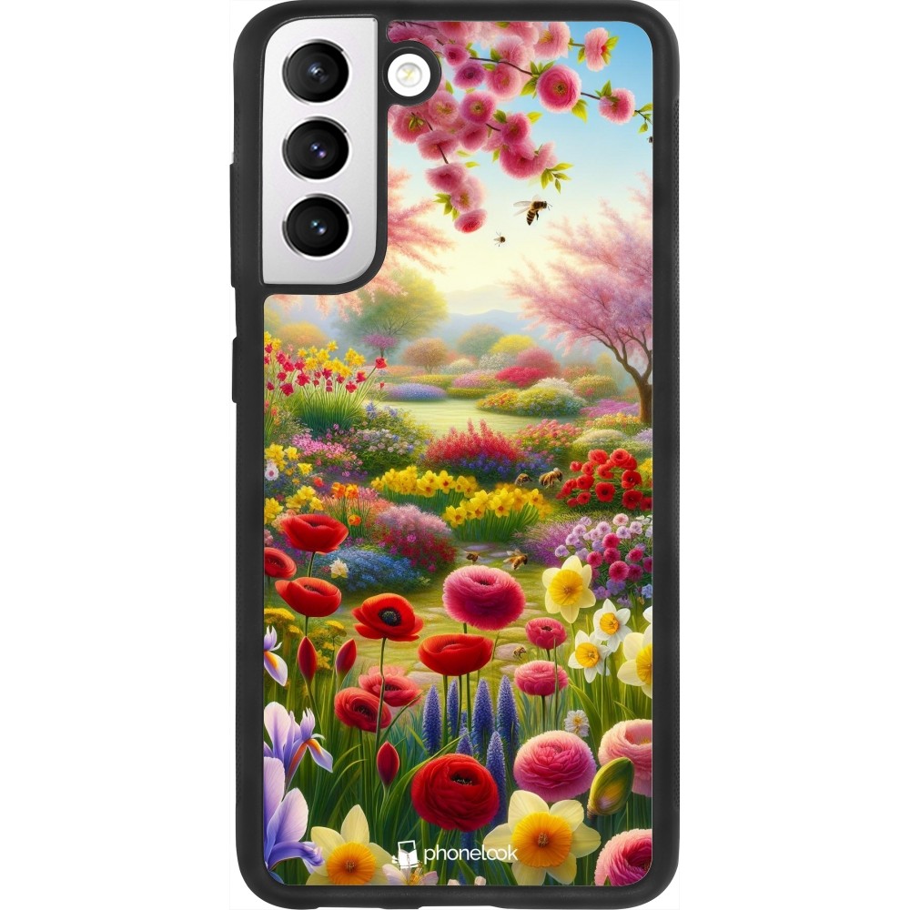 Coque Samsung Galaxy S21 FE 5G - Silicone rigide noir Spring 25 Bouquet printemps