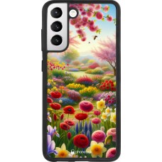 Coque Samsung Galaxy S21 FE 5G - Silicone rigide noir Spring 25 Bouquet printemps