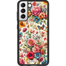 Coque Samsung Galaxy S21 FE 5G - Silicone rigide noir Spring 25 printemps fleuri
