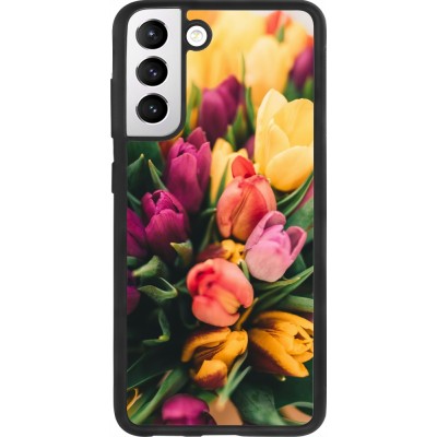 Coque Samsung Galaxy S21 FE 5G - Silicone rigide noir Bouquet of tulips Spring 2026