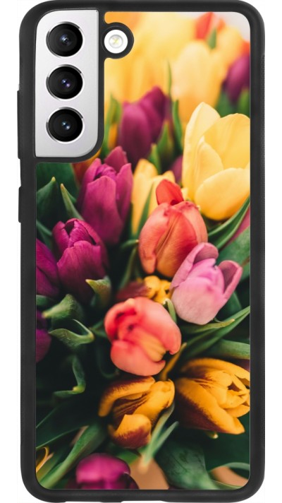 Samsung Galaxy S21 FE 5G Case Hülle - Silikon schwarz Bouquet of tulips Spring 2026