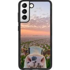 Samsung Galaxy S21 FE 5G Case Hülle - Silikon schwarz Cow with tulips Spring 2026