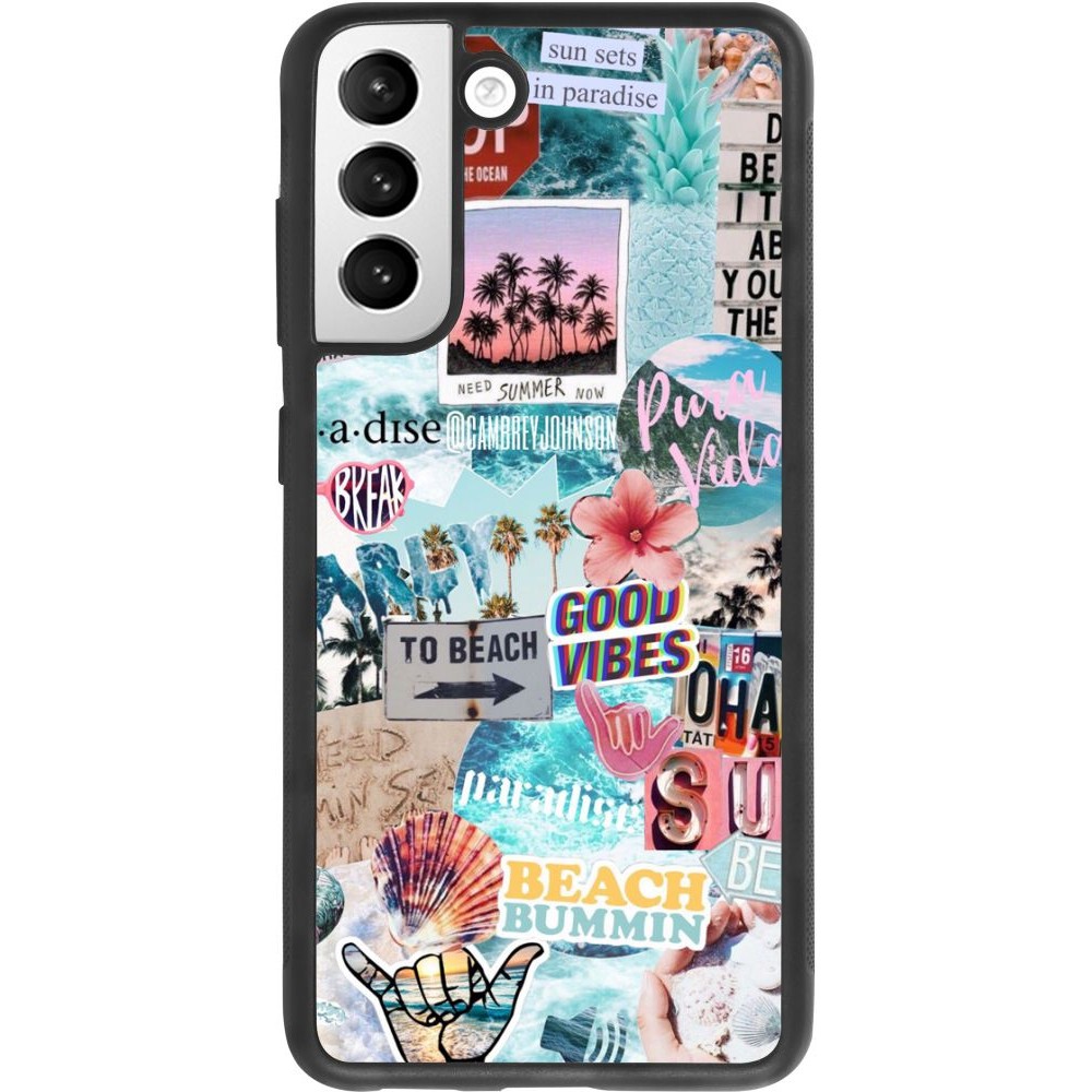 Coque Samsung Galaxy S21 FE 5G - Silicone rigide noir Summer 20 collage