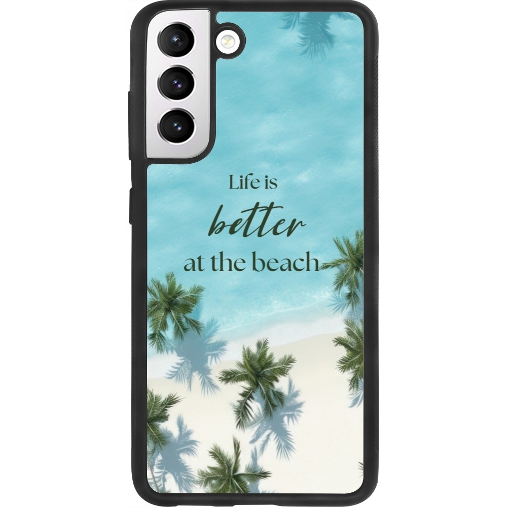 Samsung Galaxy S21 FE 5G Case Hülle - Silikon schwarz Summer 2025 Life is better at the beach