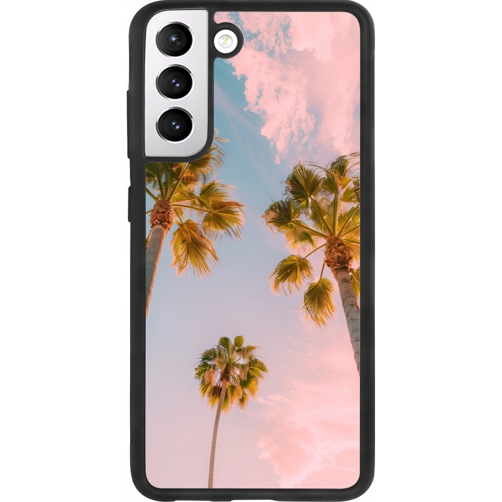 Samsung Galaxy S21 FE 5G Case Hülle - Silikon schwarz Summer 2025 Palmiers