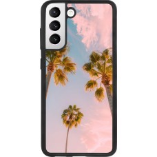 Samsung Galaxy S21 FE 5G Case Hülle - Silikon schwarz Summer 2025 Palmiers