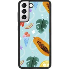 Samsung Galaxy S21 FE 5G Case Hülle - Silikon schwarz Summer 2025 Pattern papaya