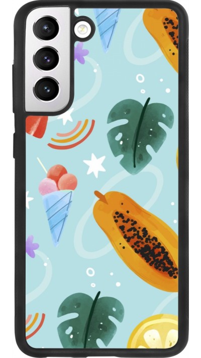 Coque Samsung Galaxy S21 FE 5G - Silicone rigide noir Summer 2025 Pattern papaya