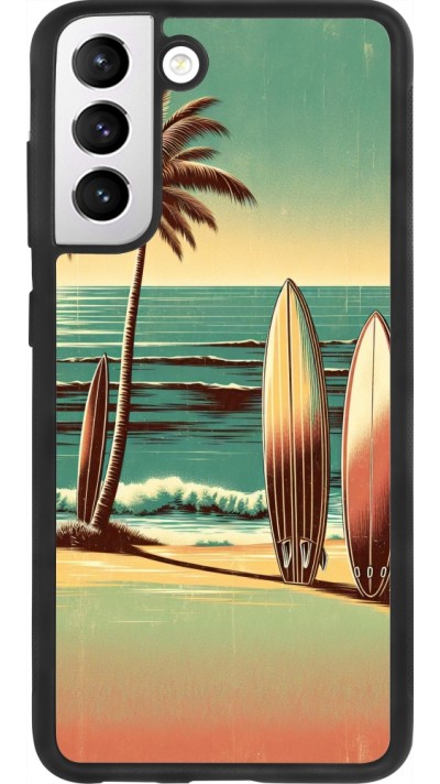 Coque Samsung Galaxy S21 FE 5G - Silicone rigide noir Surf Paradise