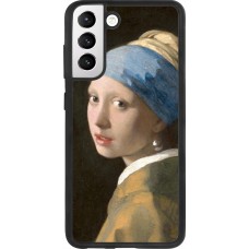 Coque Samsung Galaxy S21 FE 5G - Silicone rigide noir Tableau art - La Jeune fille à la perle - Johannes Vermeer