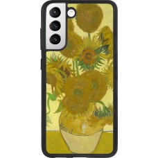 Coque Samsung Galaxy S21 FE 5G - Silicone rigide noir Tableau art - Les Tournesols - Van Gogh