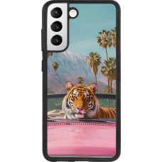 Samsung Galaxy S21 FE 5G Case Hülle - Silikon schwarz Tiger Auto rosa