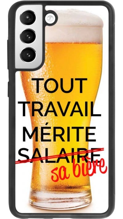 Coque Samsung Galaxy S21 FE 5G - Silicone rigide noir Tout travail mérite sa bière