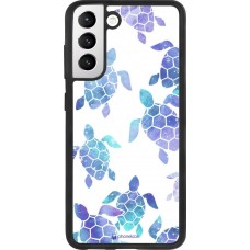 Coque Samsung Galaxy S21 FE 5G - Silicone rigide noir Turtles pattern watercolor