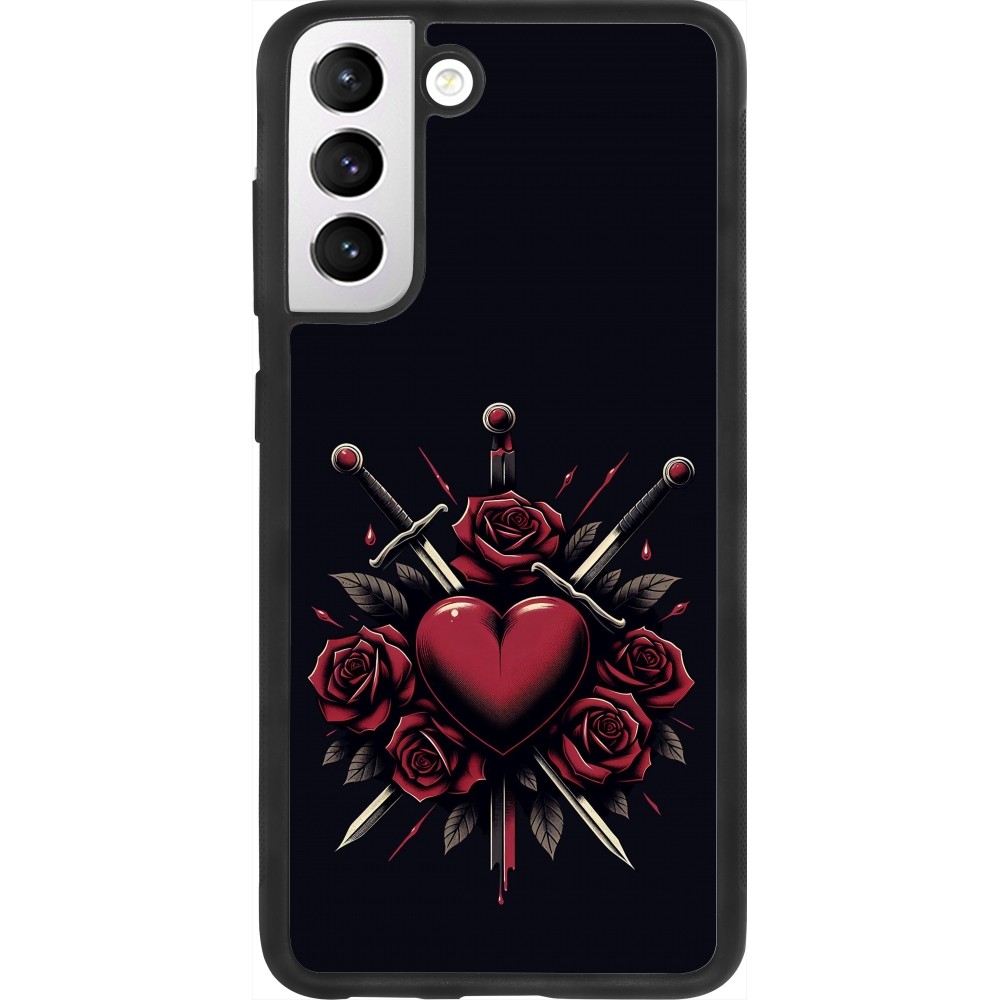 Coque Samsung Galaxy S21 FE 5G - Silicone rigide noir Valentine 2024 gothic love