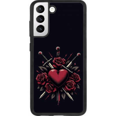 Coque Samsung Galaxy S21 FE 5G - Silicone rigide noir Valentine 2024 gothic love