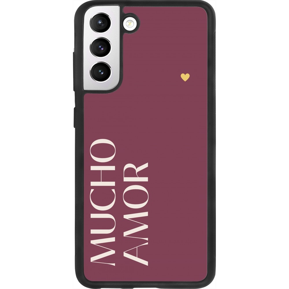 Coque Samsung Galaxy S21 FE 5G - Silicone rigide noir Valentine 2024 mucho amor rosado