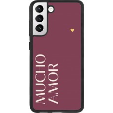 Coque Samsung Galaxy S21 FE 5G - Silicone rigide noir Valentine 2024 mucho amor rosado